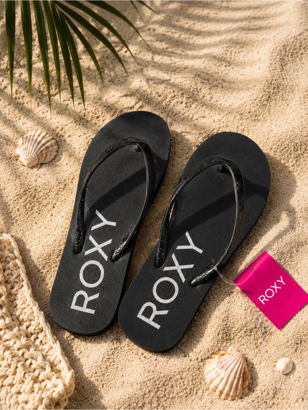 Roxy Melon III Women’s Flip Flops – Black/Silver Multi – Size US 8